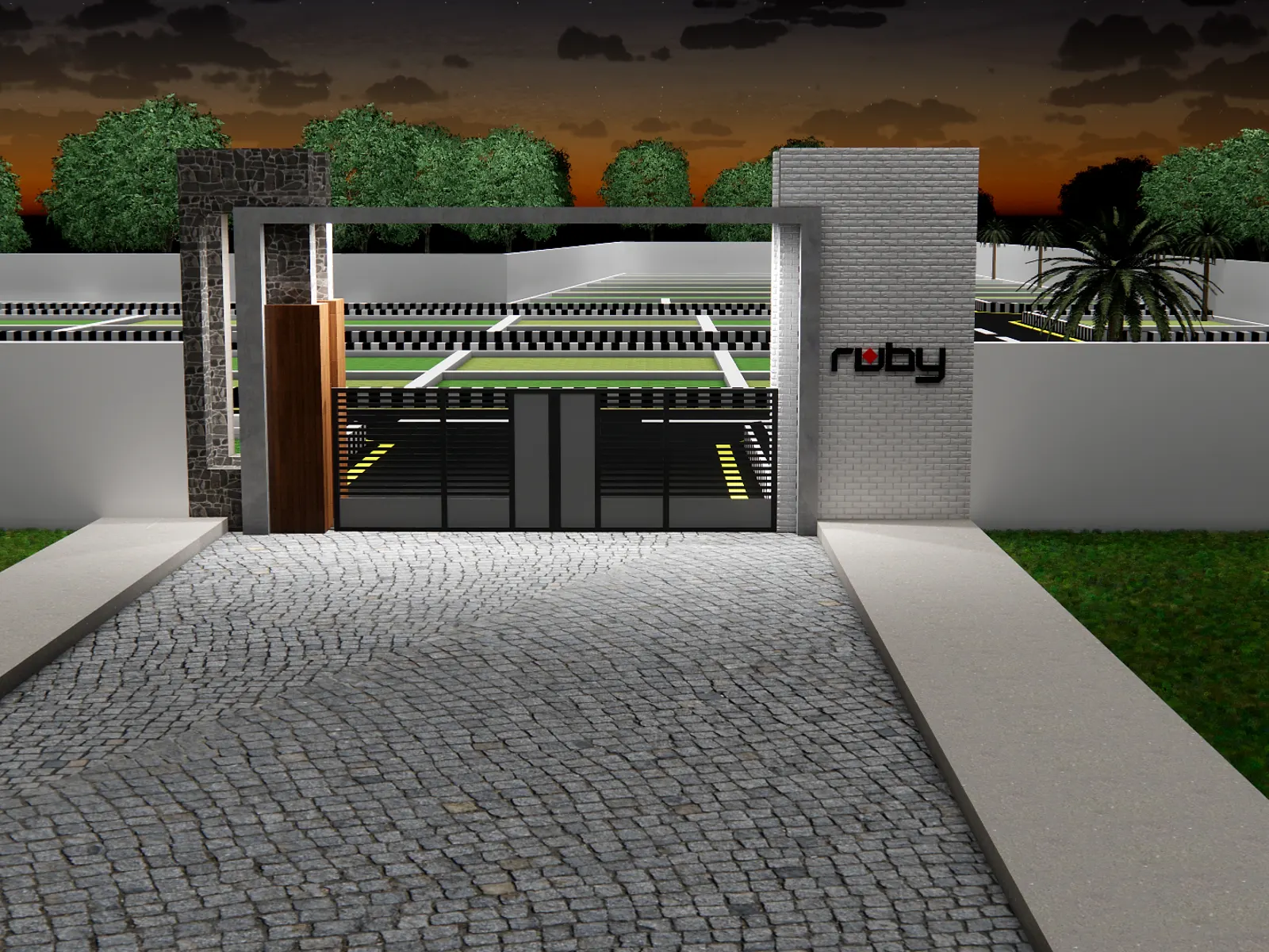 gate dusk view — project images · ruby sathya nagar